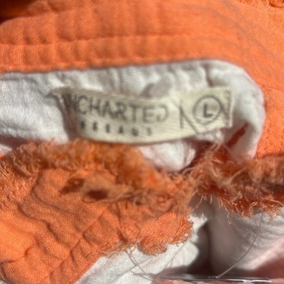 Uncharted Threads Raw Hem Shirt NEW Light Gauze Button Up L Boho Lagenlook - Picture 9 of 11